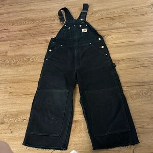 Carhartt denim overalls size 34x28 men’s cropped length at the bottom